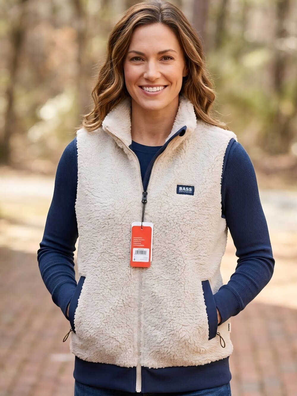 Bass & Co. Cream Sherpa Fleece Vest - Unisex